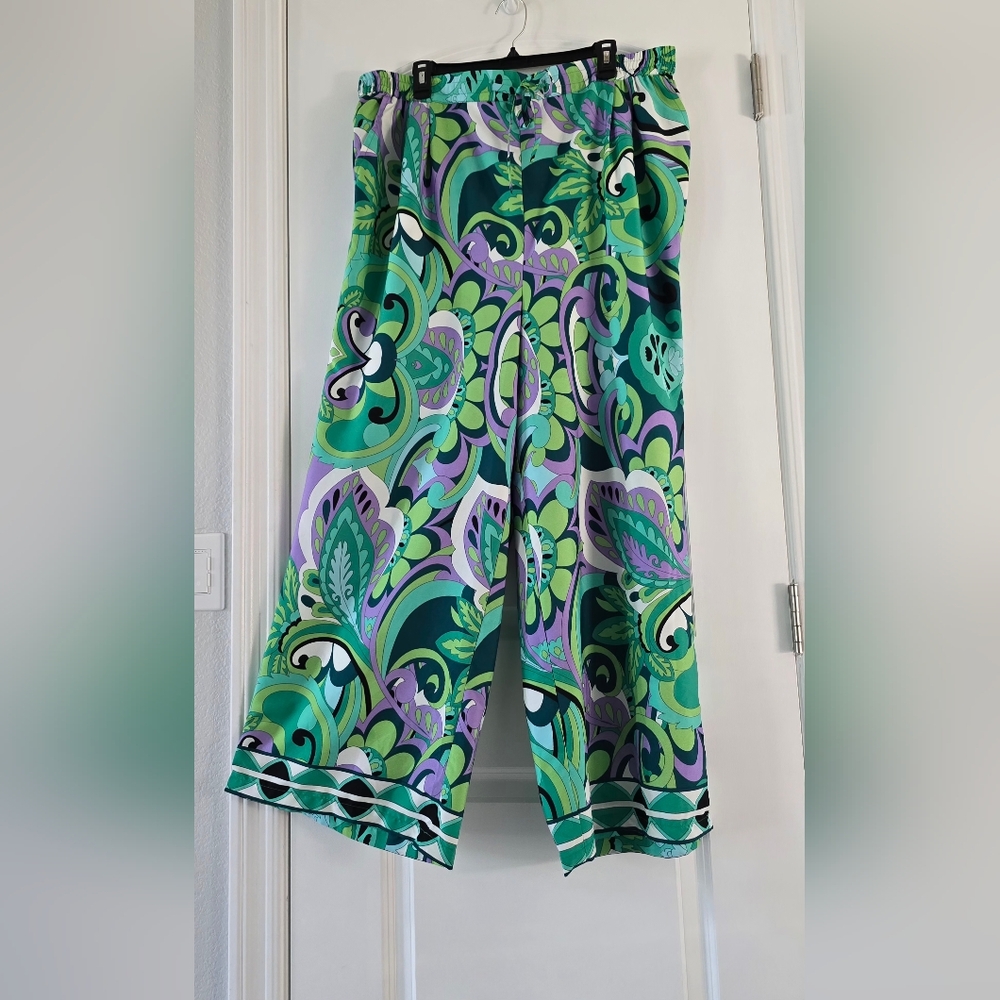Limited Collection Yours Curve Abstract Print Wide Leg Lightweight‎ Pants XL-XXL